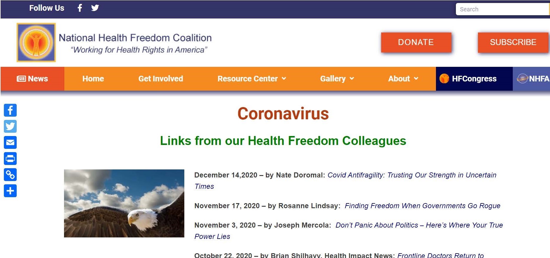 January 2021 Newsletter National Health Freedom Coalition